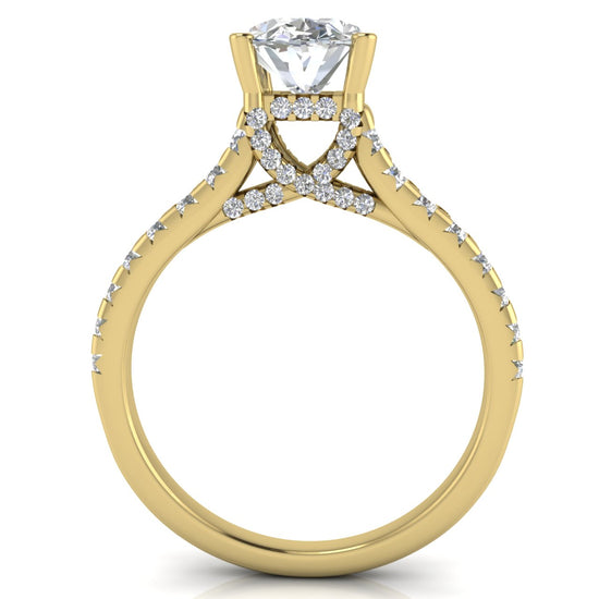 Bridge Pave Oval Cut Lab Diamond Engagement Ring