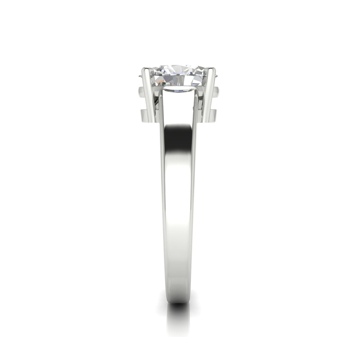 Wide Band Cathedral Oval Moissanite Engagement Ring