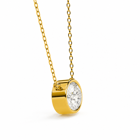 Oval Lab Diamond Bezel Pendant
