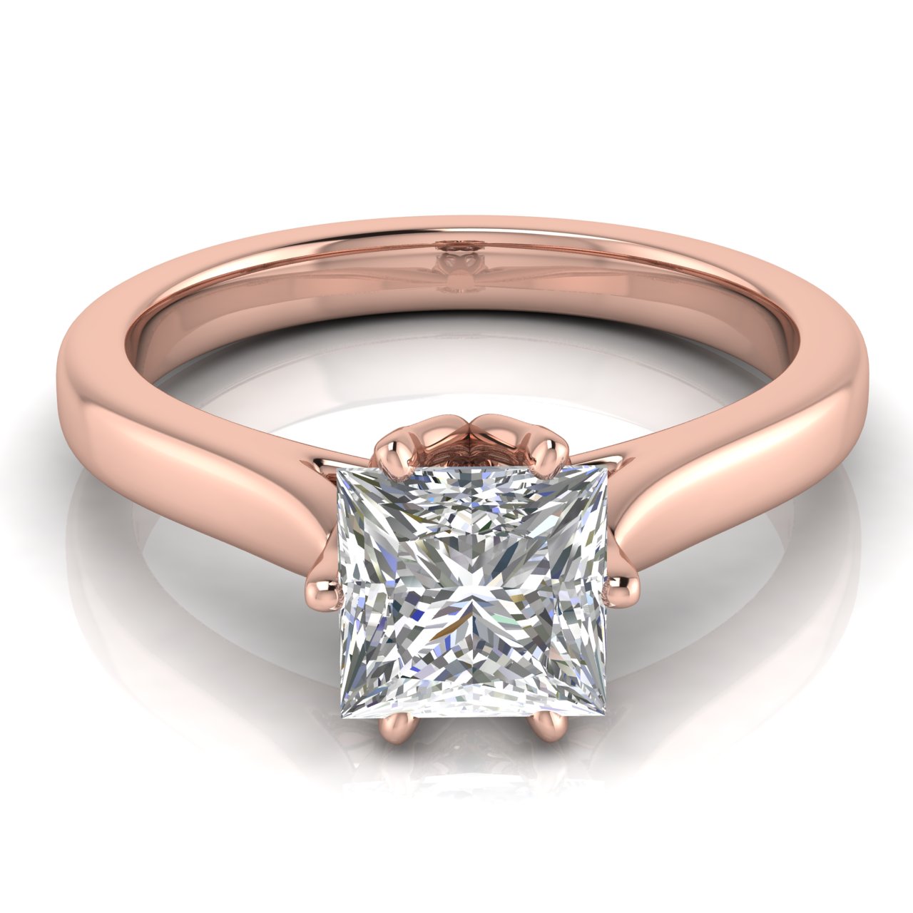 Floral Princess Cut Moissanite Engagement Ring