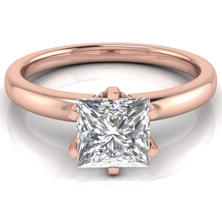 Elegant 6 Prong Princess Cut Moissanite Engagement Ring