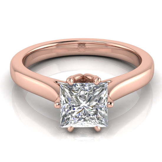 Floral Princess Cut Lab Diamond Engagement Ring