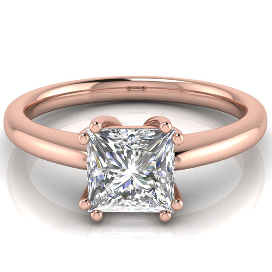 6 Prong Donut Princess Cut Moissanite Engagement Ring