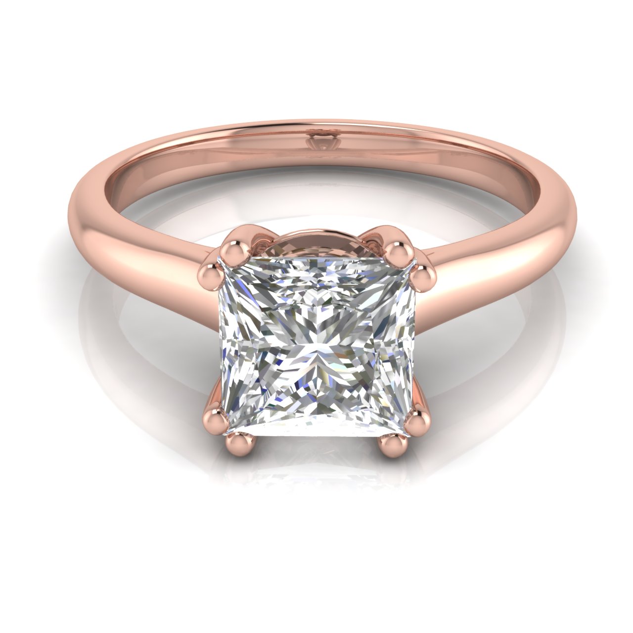 Double Prong Princess Cut Lab Diamond Engagement Ring