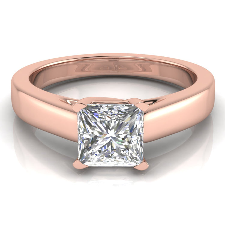 Crossover Basket Princess Cut Lab Diamond Engagement Ring