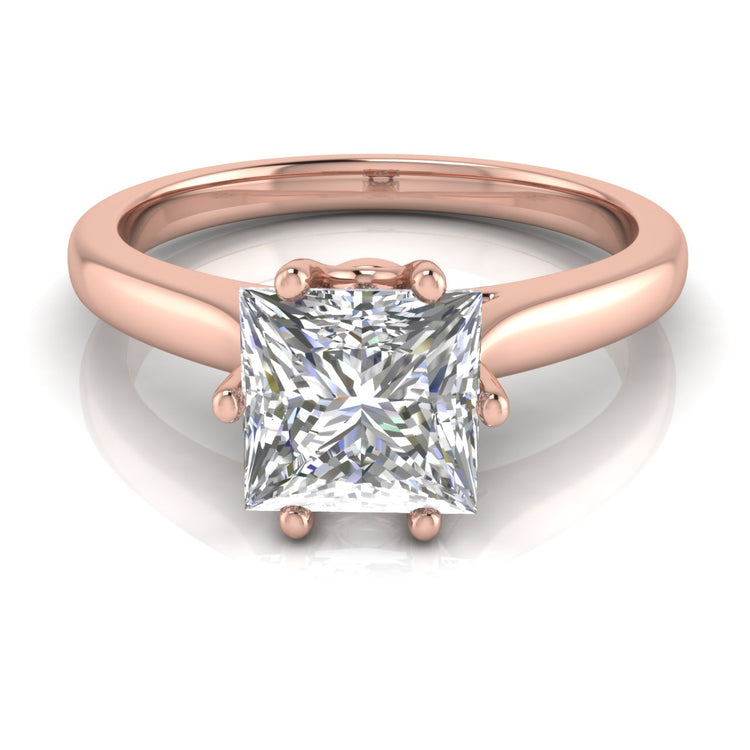 Crown Princess Cut Moissanite Engagement Ring