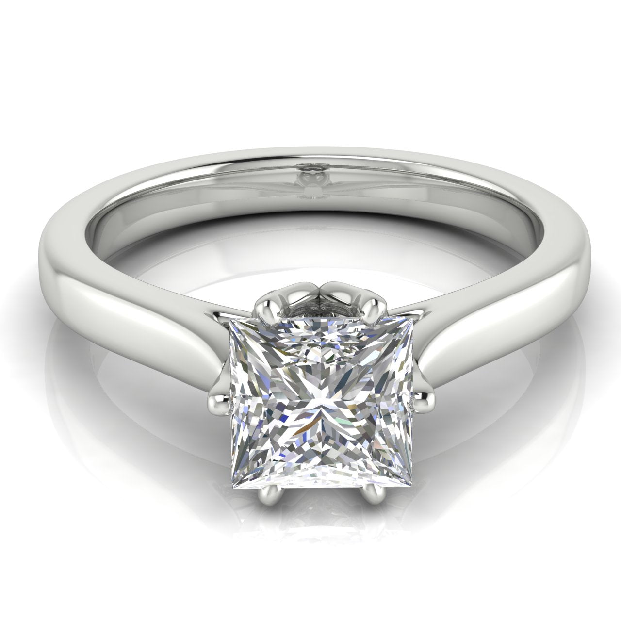 Floral Princess Cut Lab Diamond Engagement Ring