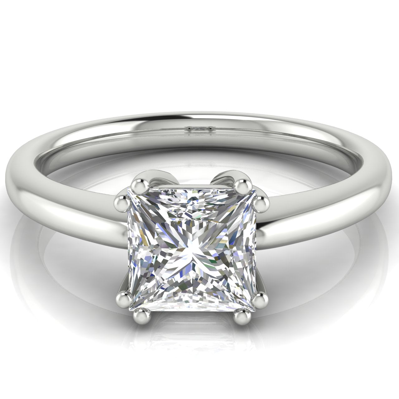 6 Prong Donut Princess Cut Moissanite Engagement Ring