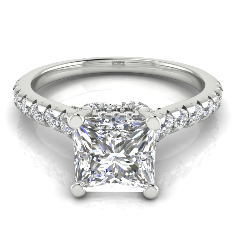 Bridge Pave Princess Cut  Engagement Ring | Moissanite | Lab Grown Diamond