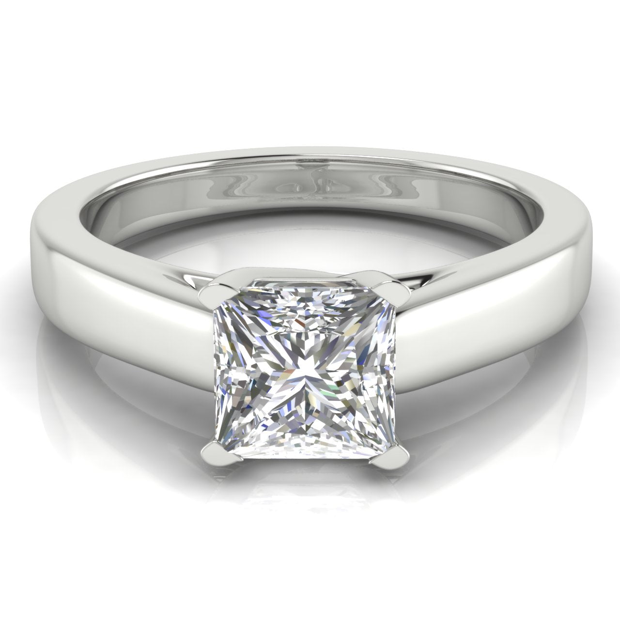 Crossover Basket Princess Cut Moissanite Engagement Ring