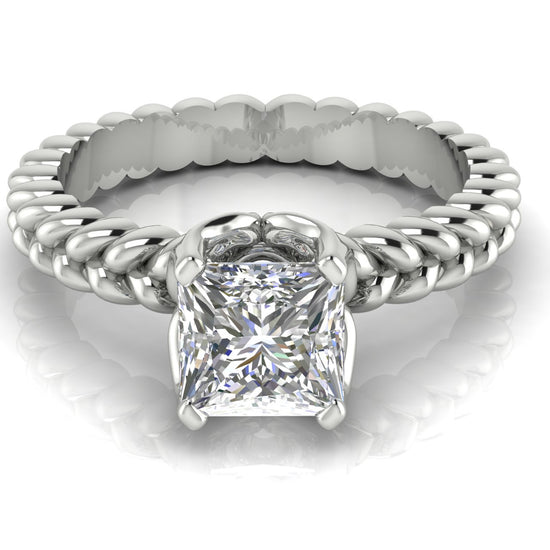 Rope Band Princess Cut Lab Diamond Engagement Ring