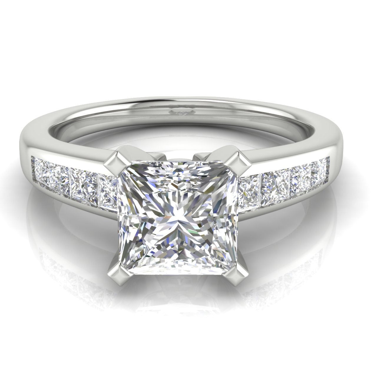 Princess Channel Set Princess Cut Moissanite Engagement Ring