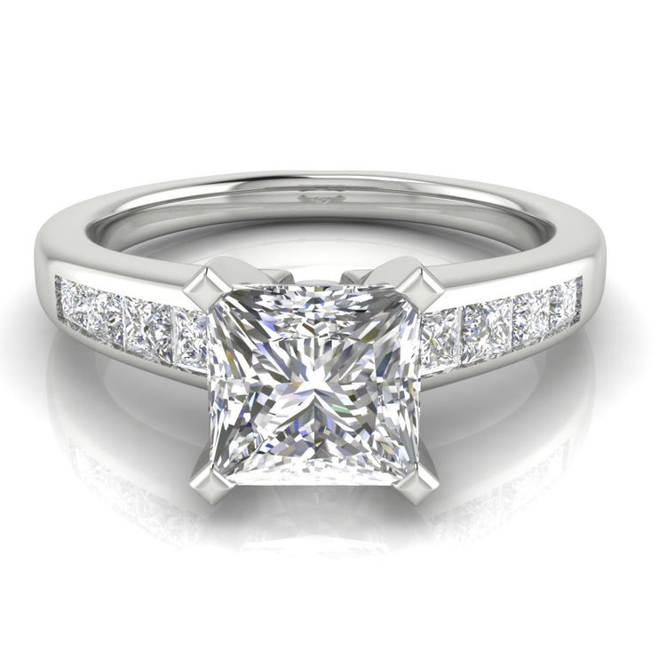 Princess Channel Set Princess Cut  Engagement Ring | Moissanite | Lab Grown Diamond