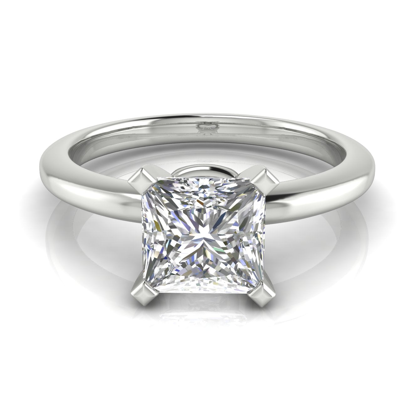 Basket Set Princess Cut Lab Diamond Engagement Ring