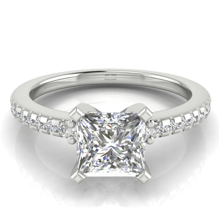 Floating Shoulder Princess Cut  Engagement Ring | Moissanite | Lab Grown Diamond