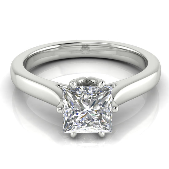 Floral Princess Cut Moissanite Engagement Ring