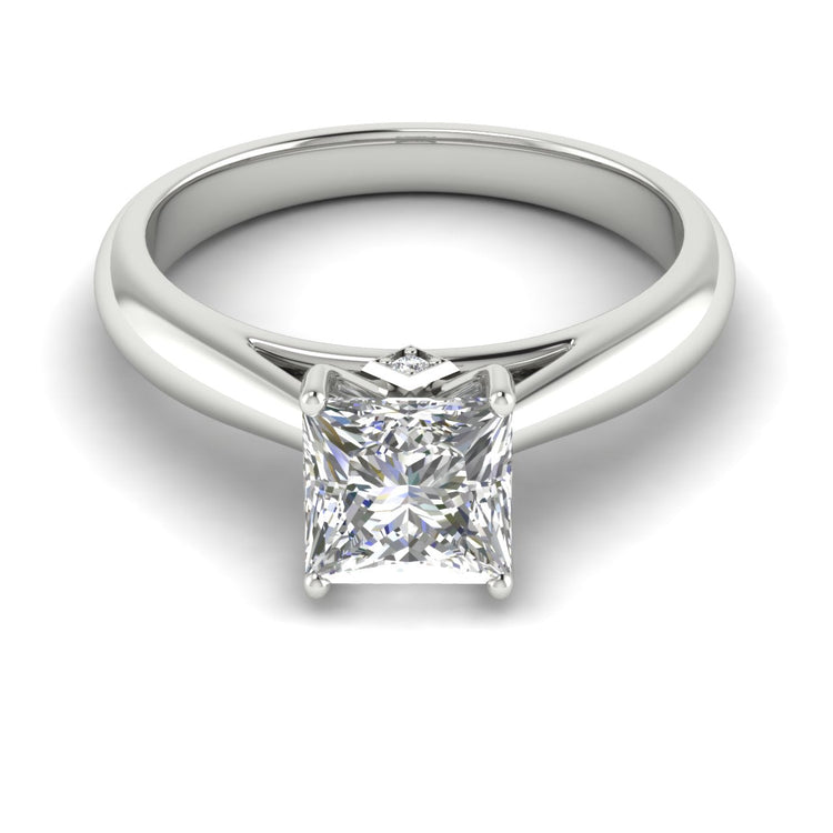 Elegant Hidden Stone Princess Cut  Engagement Ring | Moissanite | Lab Grown Diamond