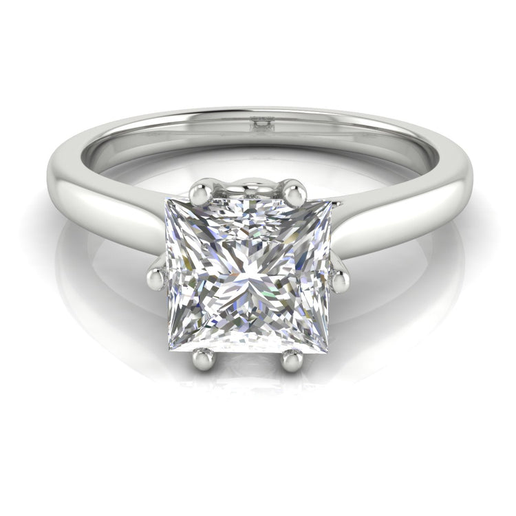 Crown Princess Cut Lab Diamond Engagement Ring