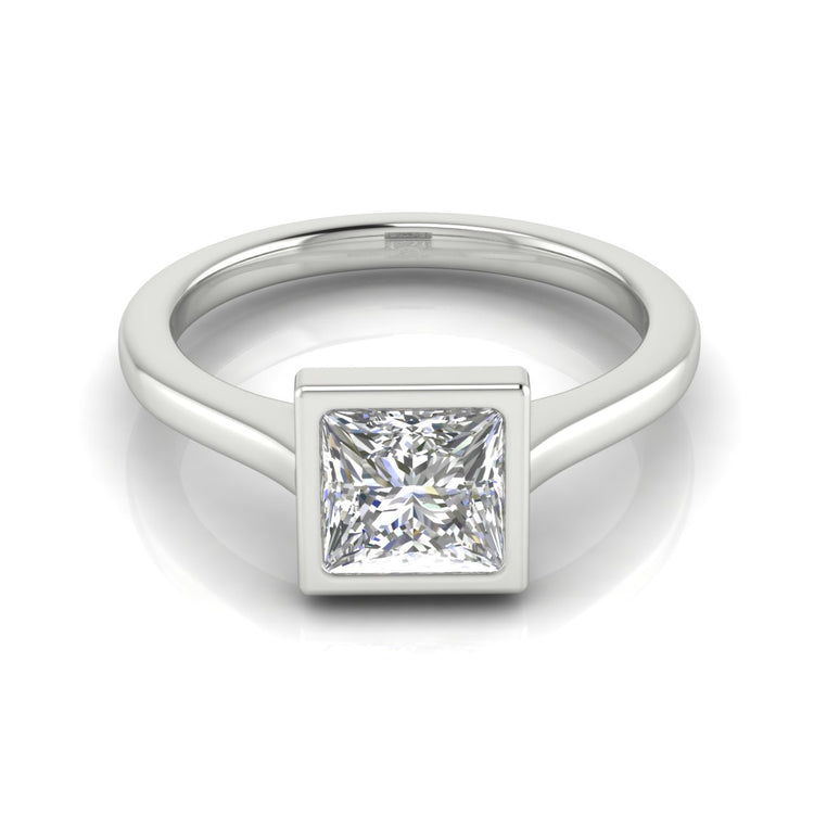 Floating Bezel Set Princess Cut  Engagement Ring | Moissanite | Lab Grown Diamond