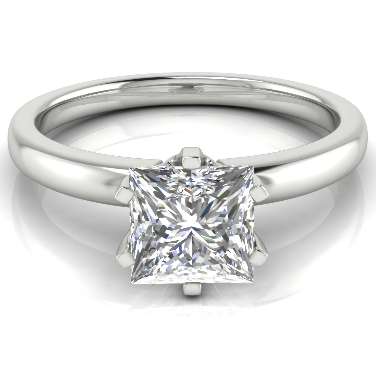 Elegant 6 Prong Princess Cut Lab Diamond Engagement Ring