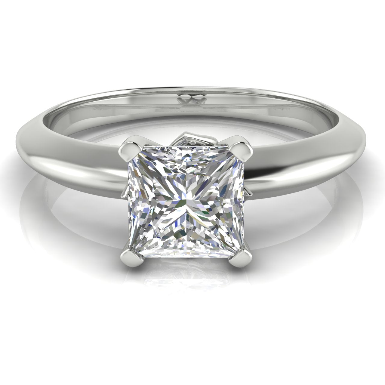 Tulip Prong Princess Cut Moissanite Engagement Ring