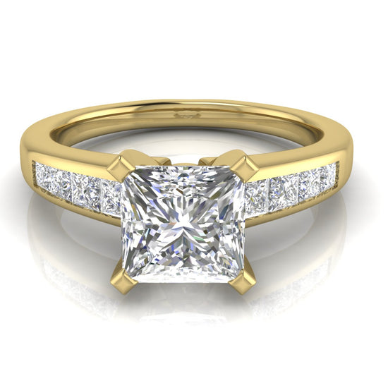 Princess Channel Set Princess Cut Moissanite Engagement Ring