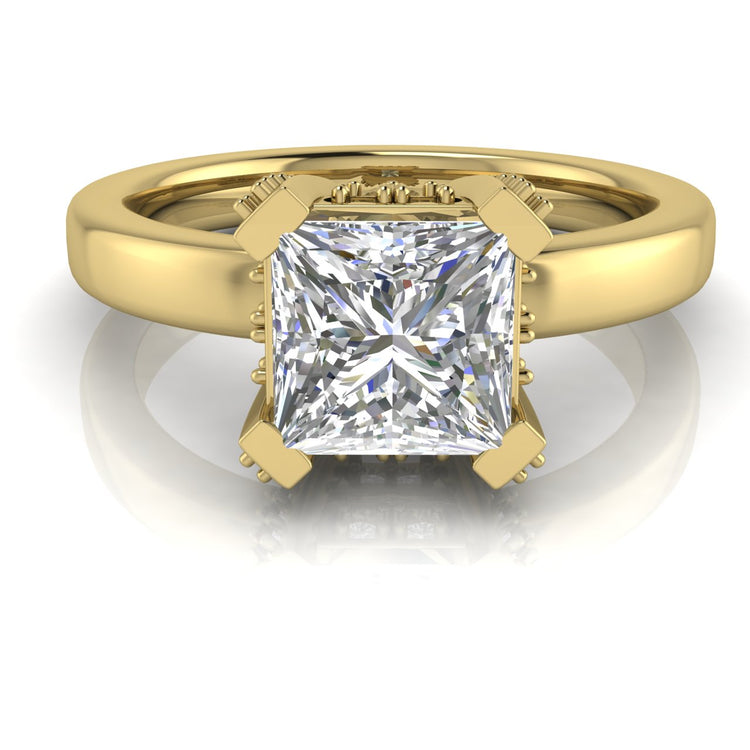 Architectural Pave Princess Cut Lab Diamond Engagement Ring