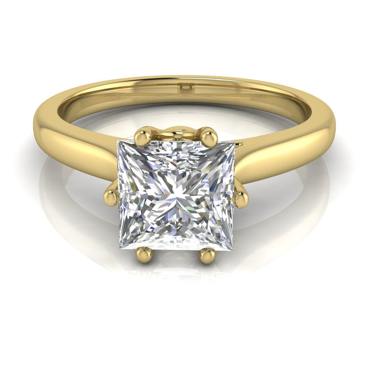 Crown Princess Cut Lab Diamond Engagement Ring