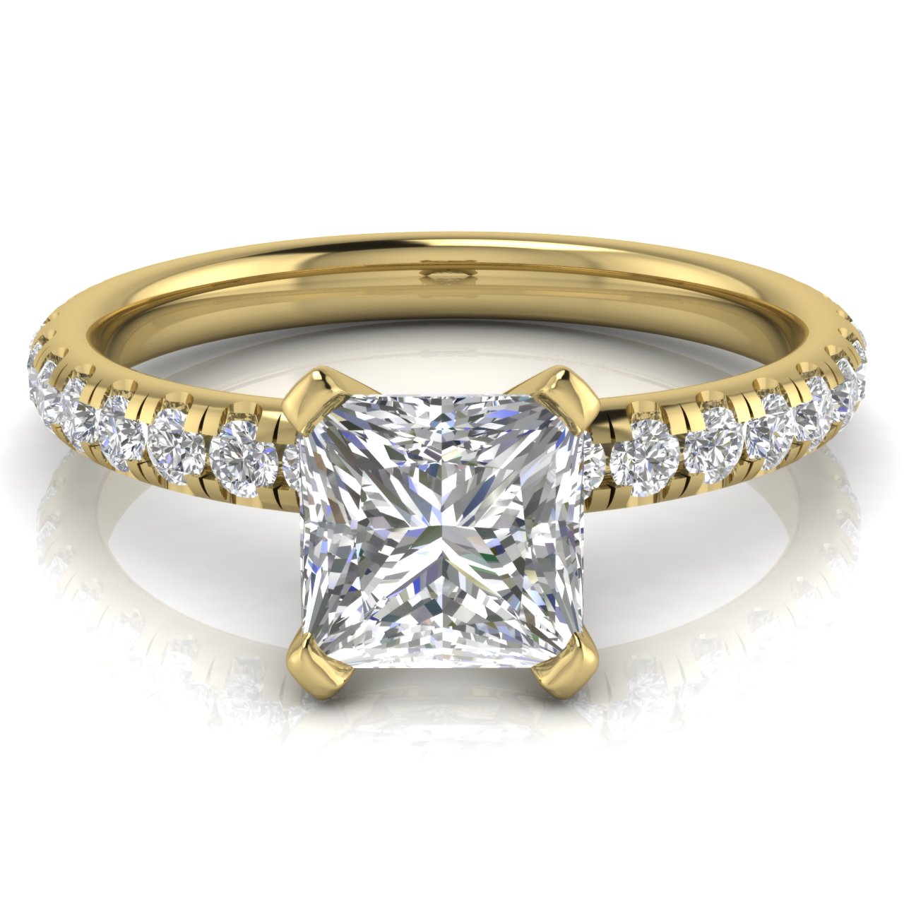 Classic Pave Princess Cut Lab Diamond Engagement Ring