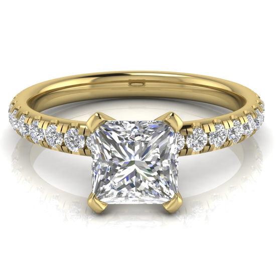 Classic Pave Princess Cut Lab Diamond Engagement Ring