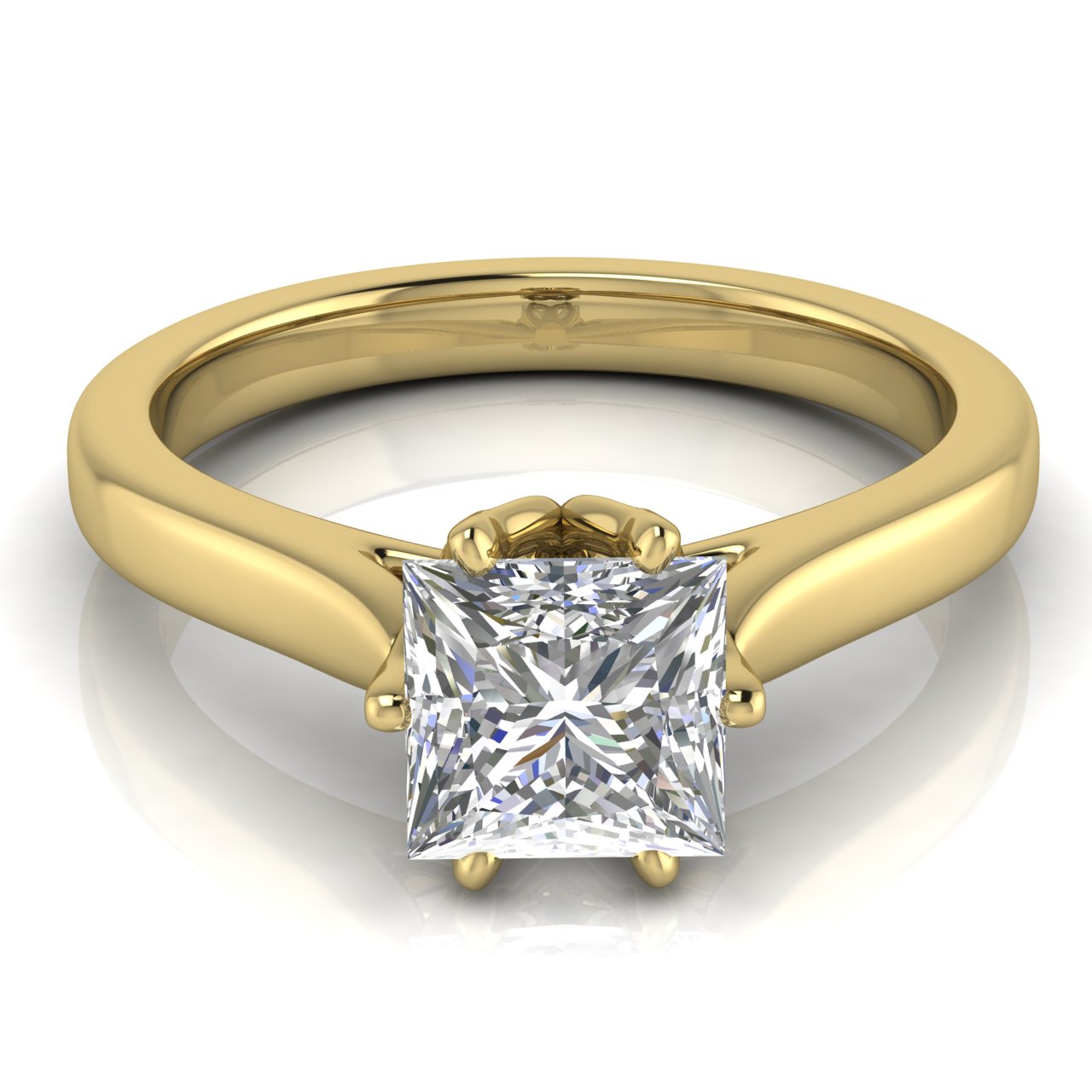 Floral Princess Cut Lab Diamond Engagement Ring