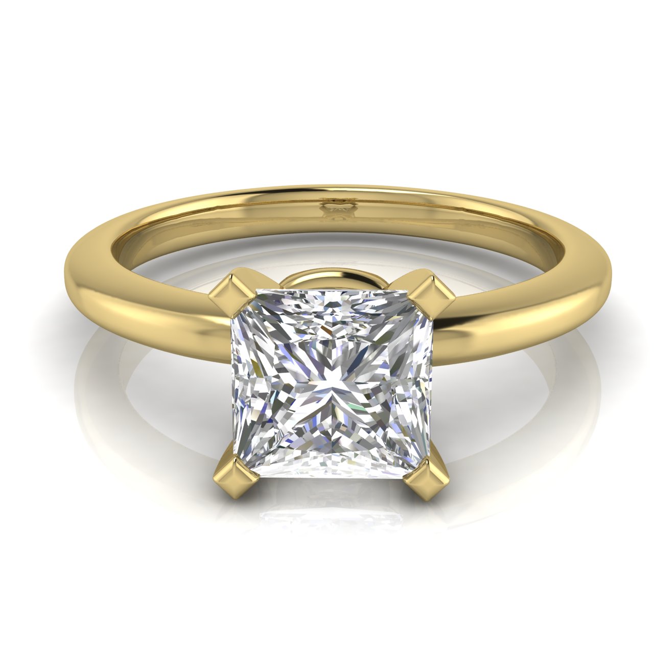 Basket Set Princess Cut Lab Diamond Engagement Ring