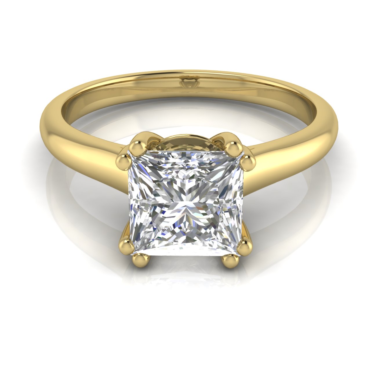 Double Prong Princess Cut Lab Diamond Engagement Ring