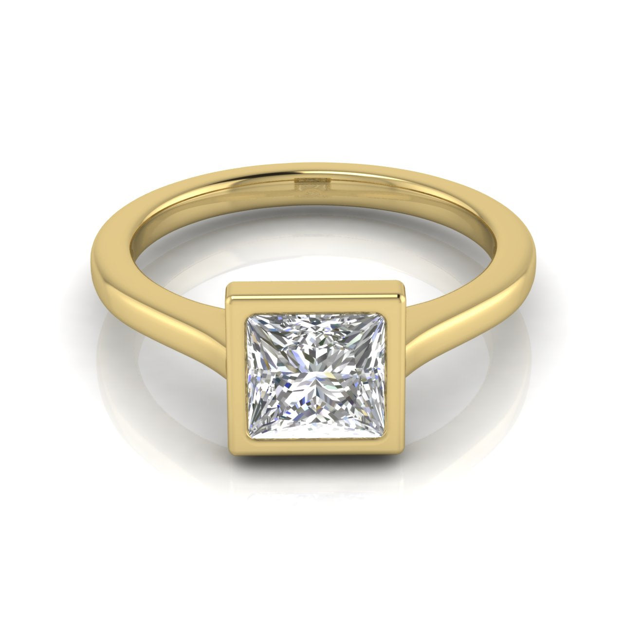 Floating Bezel Princess Cut Moissanite Engagement Ring