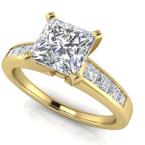 Princess Channel Set Princess Cut Lab Diamond Engagement Ring