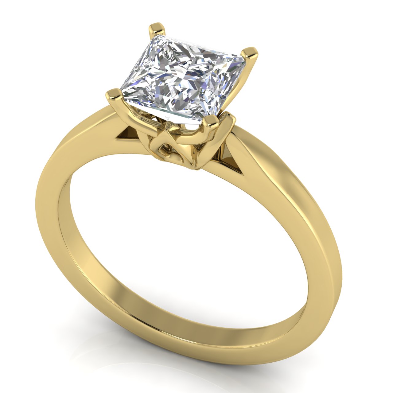 Tulip Basket Princess Cut Moissanite Engagement Ring