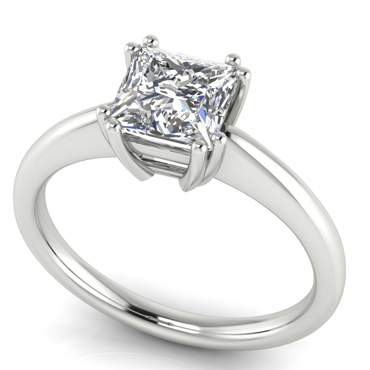 6 Prong Donut Princess Cut Lab Diamond Engagement Ring