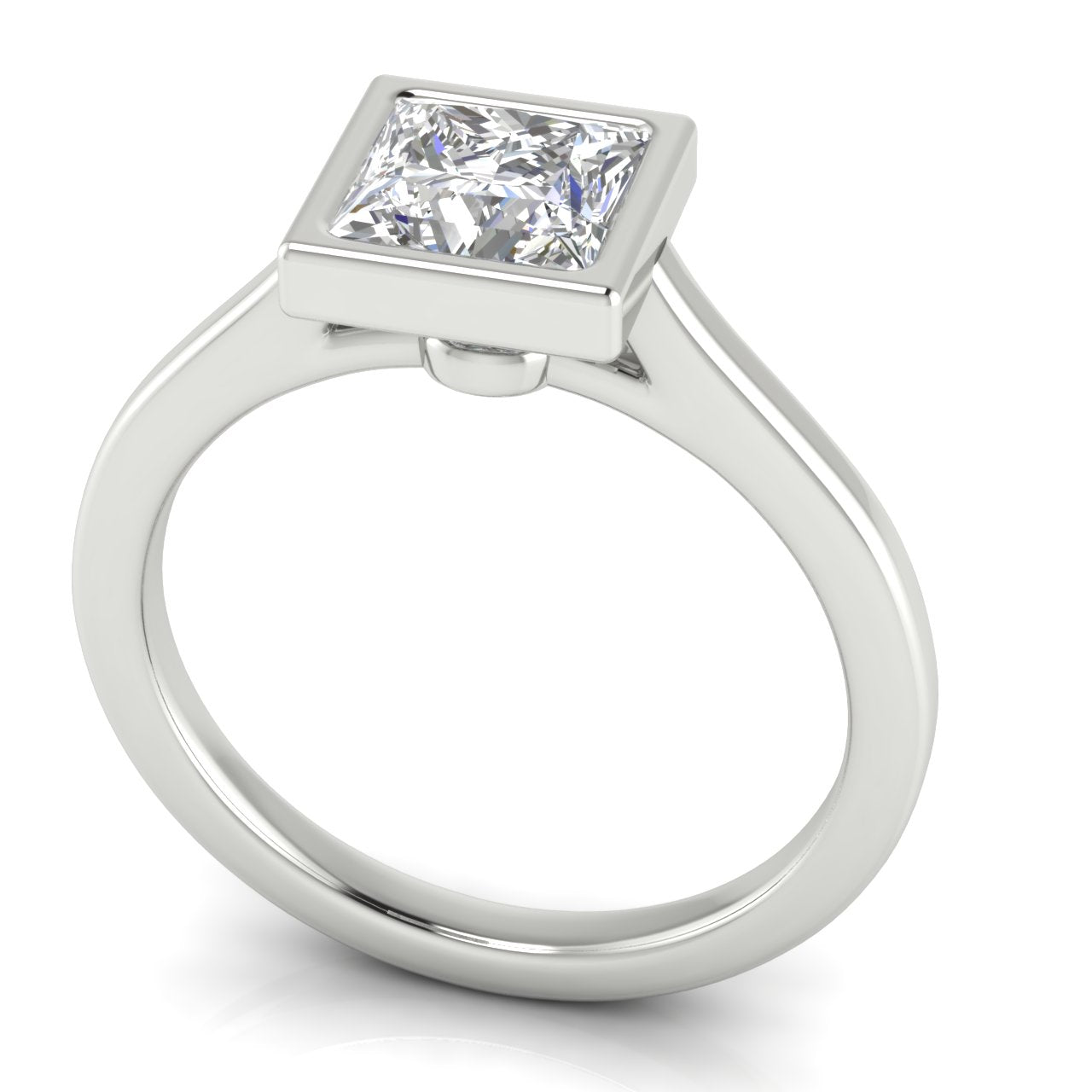 Floating Bezel Princess Cut Lab Diamond Engagement Ring