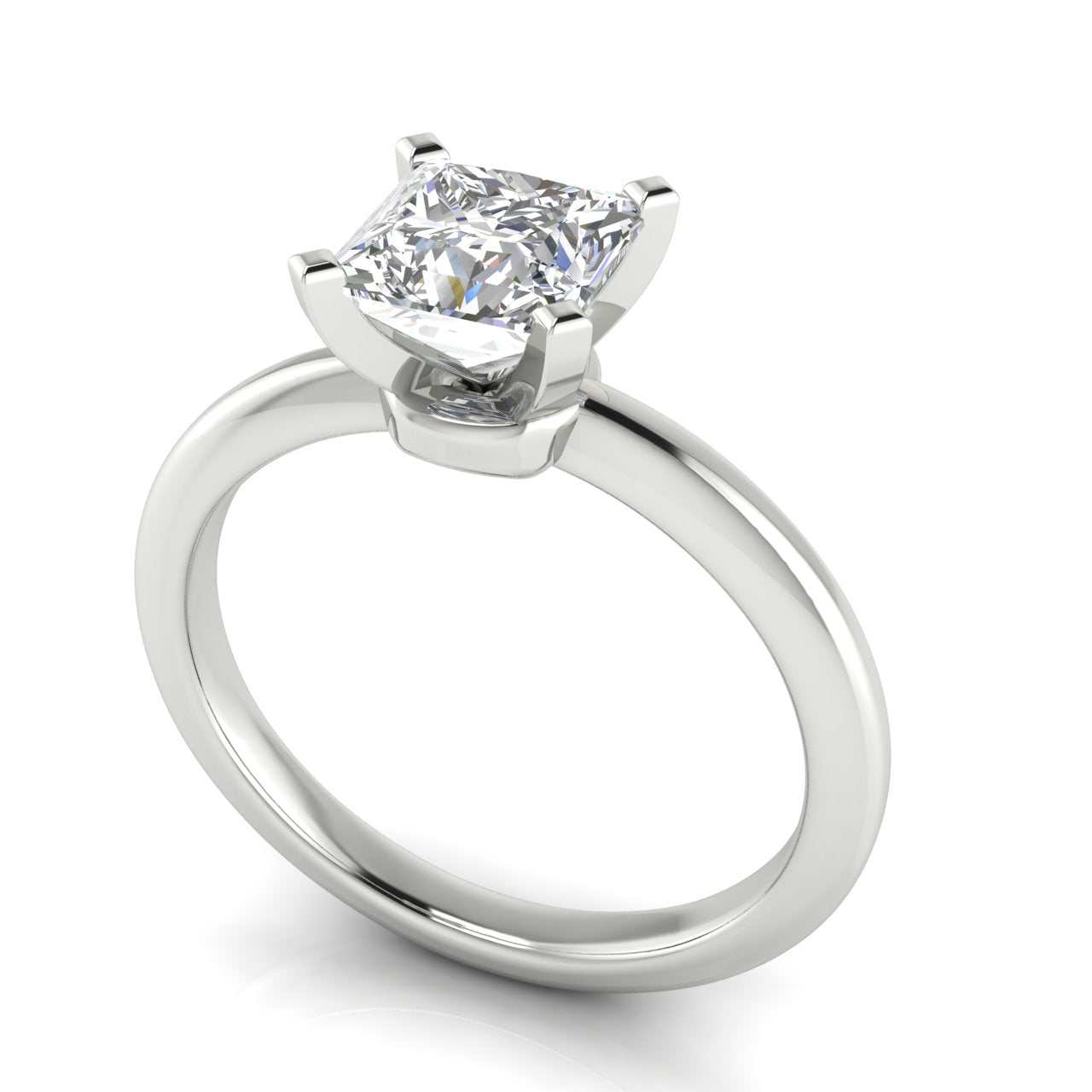 Basket Set Princess Cut Moissanite Engagement Ring