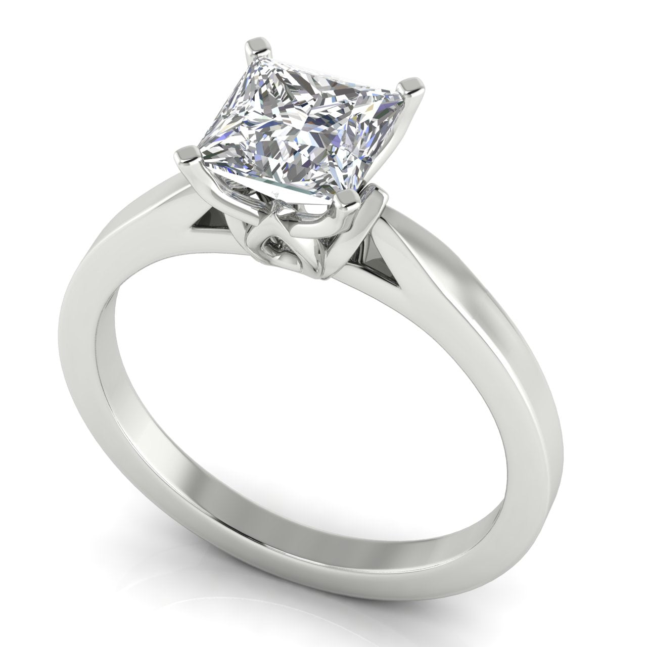 Tulip Basket Princess Cut Moissanite Engagement Ring