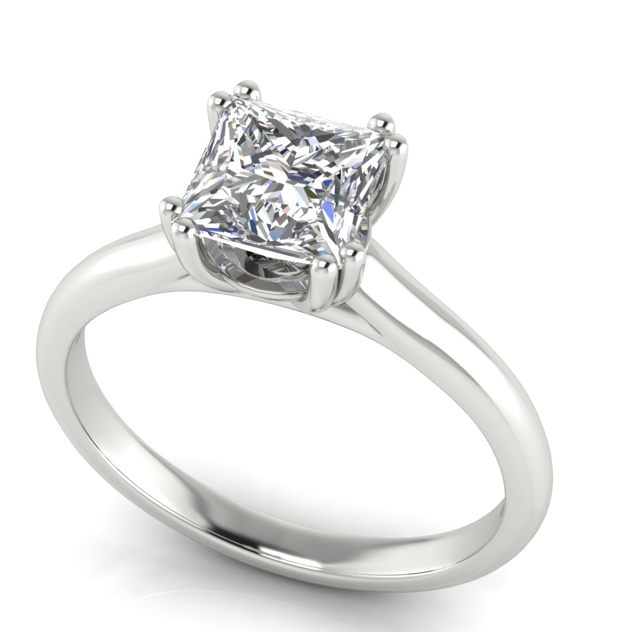 Double Prong Princess Cut Moissanite Engagement Ring