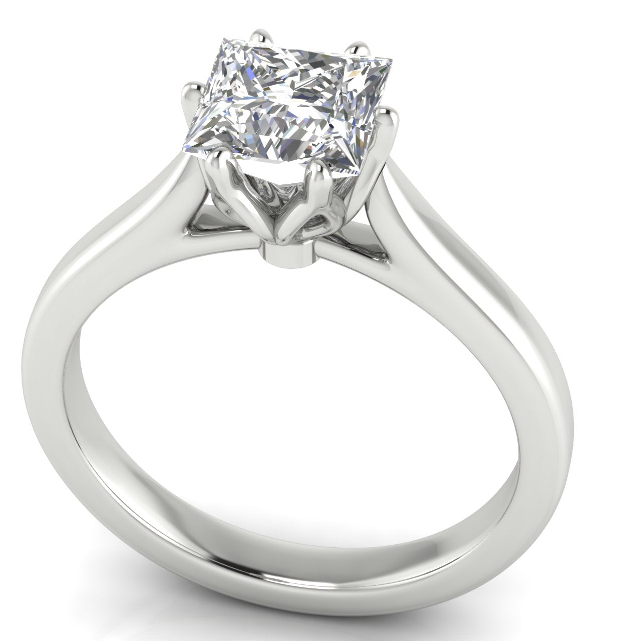 Floral Princess Cut Lab Diamond Engagement Ring