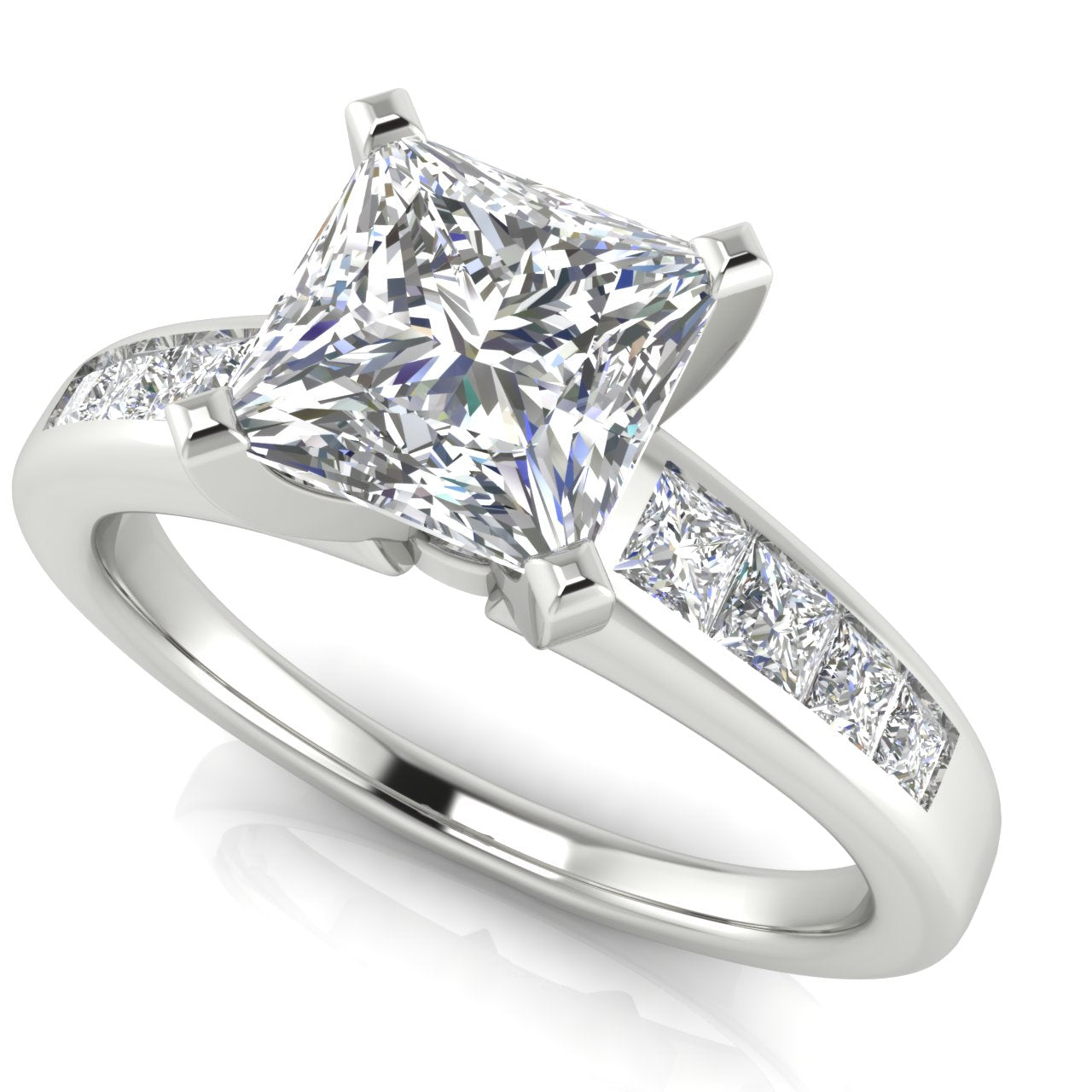 Princess Channel Set Princess Cut Moissanite Engagement Ring