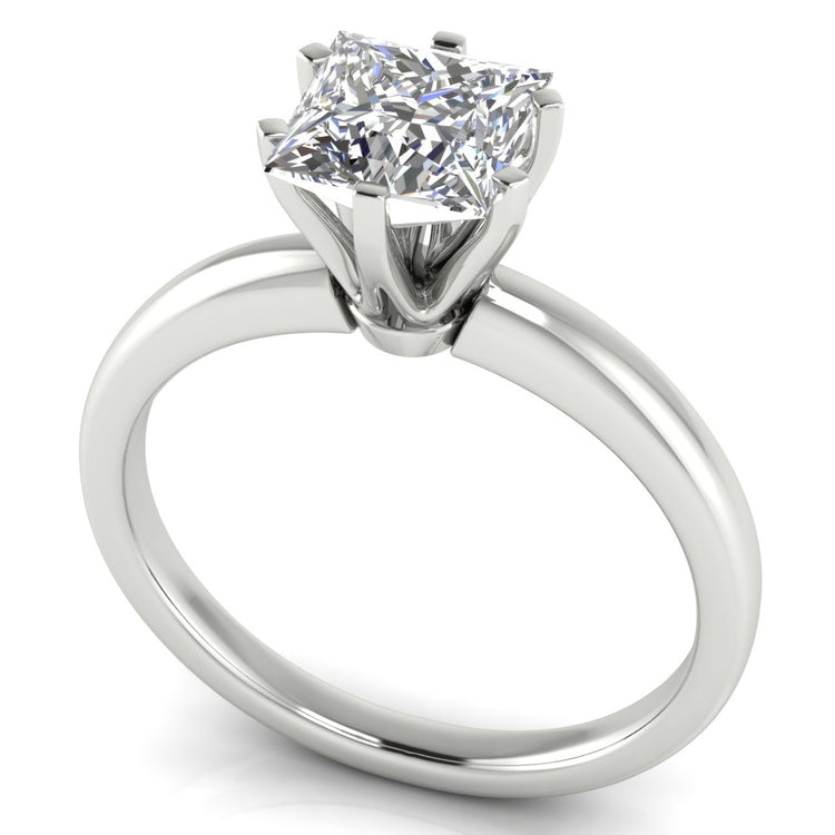 Elegant 6 Prong Princess Cut Moissanite Engagement Ring