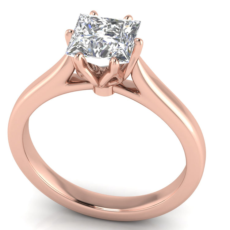 Floral Princess Cut Moissanite Engagement Ring