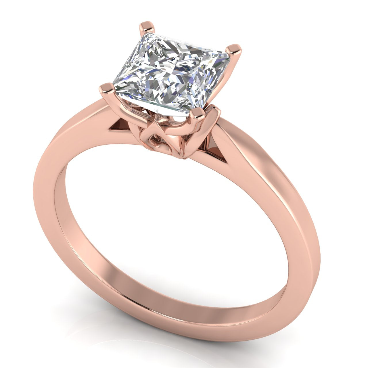 Tulip Basket Princess Cut Moissanite Engagement Ring