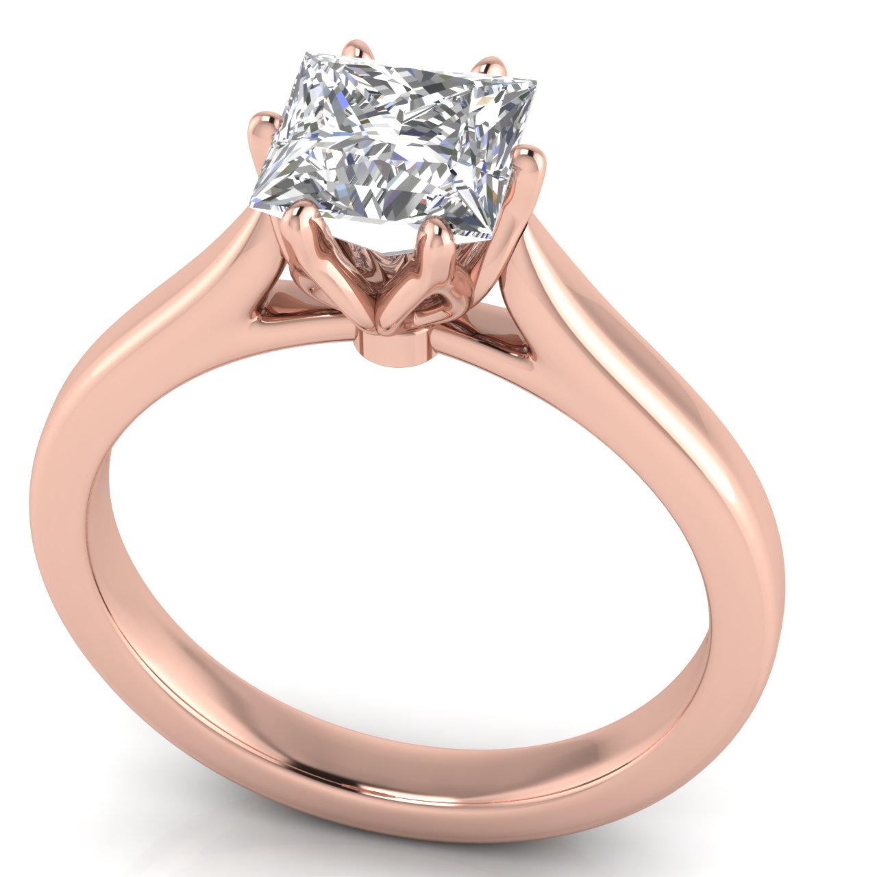 Floral Princess Cut Lab Diamond Engagement Ring