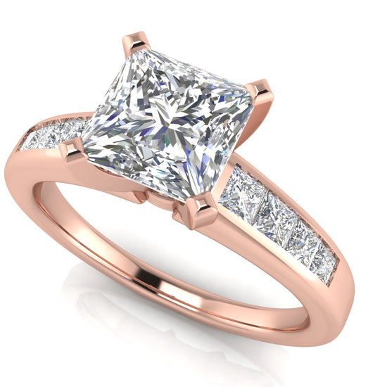 Princess Channel Set Princess Cut Lab Diamond Engagement Ring