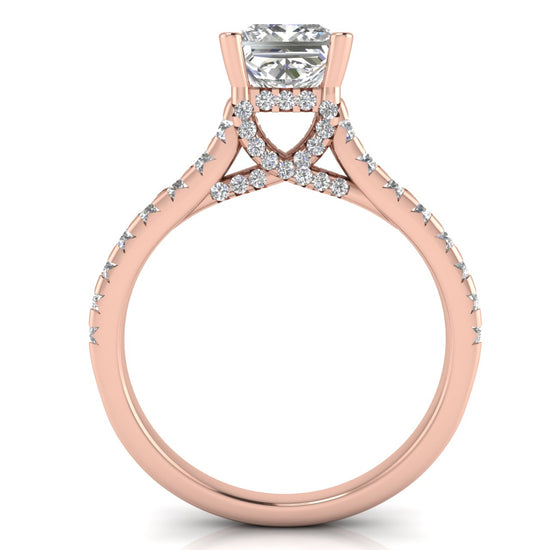 Bridge Pave Princess Cut Moissanite Engagement Ring