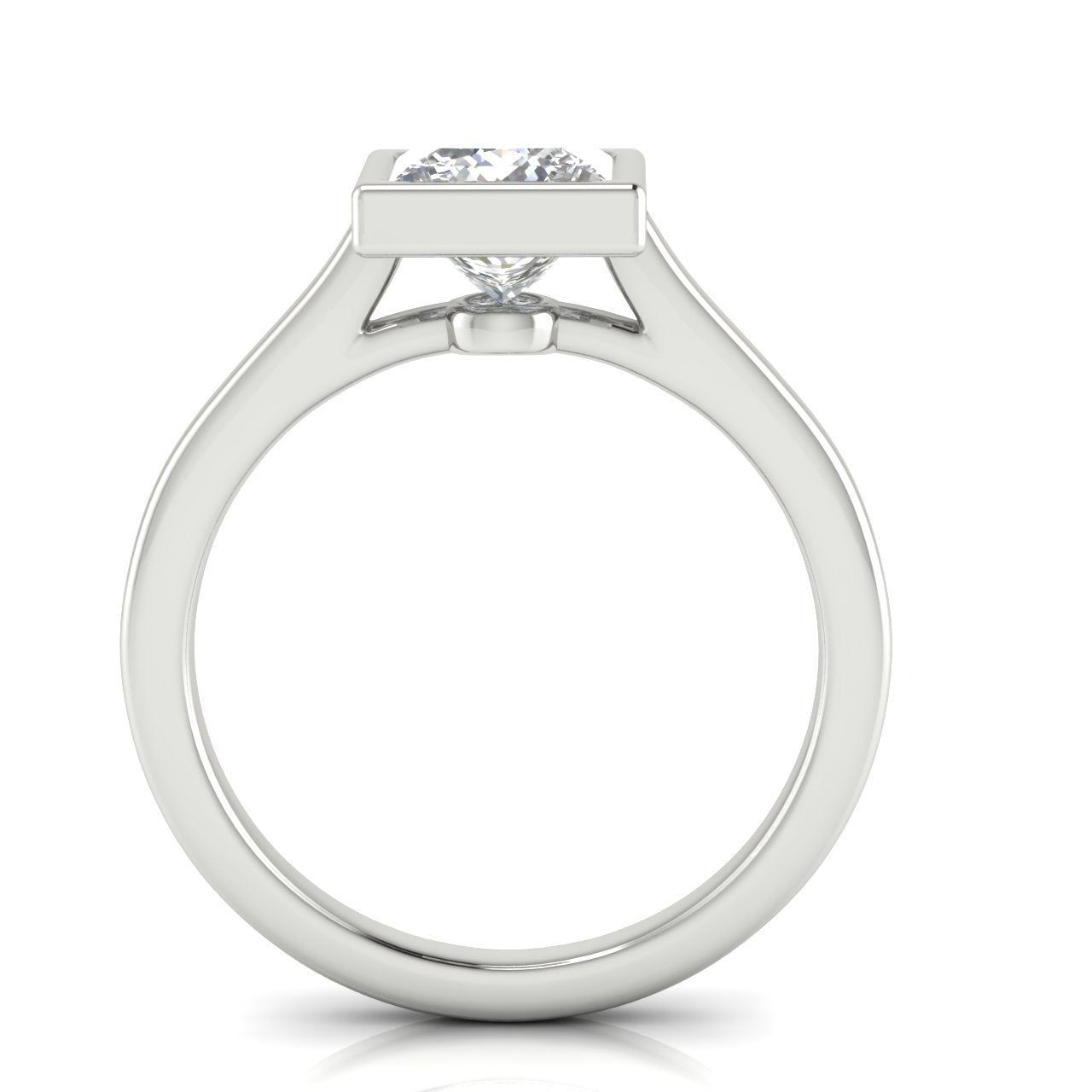 Floating Bezel Princess Cut Moissanite Engagement Ring